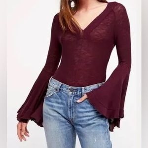 White Free people so dramatic bell sleeve top